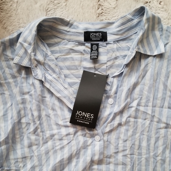 Jones New York Signature Celestial Blue Stripe S - Picture 5 of 8